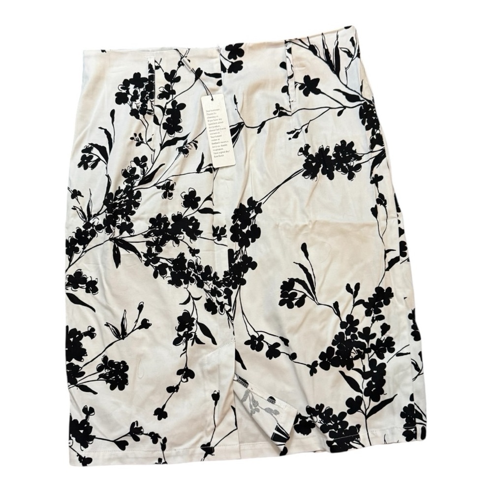 Floral Black and White Midi Skirt - Picture 2 of 5